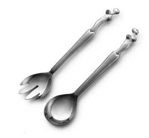 Metal Decorative Salad <b>Servers</b> with Handmade Unique Hanging Serving Spoon Antique Design End Handle Salad <b>Server</b> Spoon Set - Product Image 1
