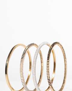 Cloud Coil Oval Cuff <b>Bracelets</b> 14k Solid Gold 3mm Width Ribbed Fluted Textured Modern Everyday Classic Stackable Bangle Factory - Product Image 5