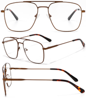 Lunettes carrées en acier inoxydable pour hommes 57 mm, montures optiques métalliques à double pont pour marque privée et vente en gros
