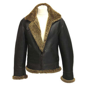 Men Genuine <b>Leather</b> Biker Jacket <b>With</b> <b>Fur</b> Collar And Cuffs Windproof Winter <b>Coat</b> Regular Fit Zipper Closure Solid Color - Product Image 3