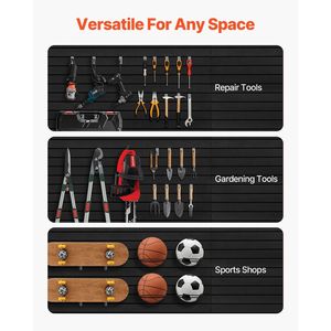 Pannelli a Doghe in PVC Nero Facili da Installare 8 x 4 Piedi, Design Modulare per Garage, Mensole Regolabili, Installazione Rapida - Product Image 5