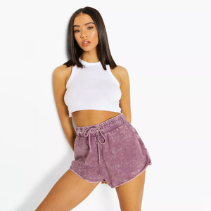 Shorts pour femmes en coton 100% décontractés, taille élastique, respirants, motif à carreaux, 180g, avec poches, de haute qualité - Product Image 2