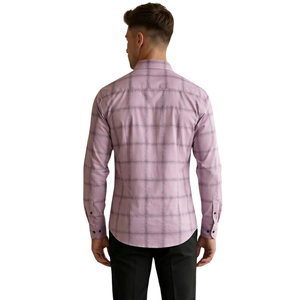 Camisa de Franela a Cuadros Rosa Polvoriento para Hombre, Manga Larga, con Botones, Estilo Casual, Tela Suave Cepillada, Moda Urbana - Product Image 2