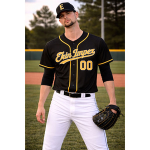 Uniformes de baseball personnalisés en maille respirante à séchage rapide, vêtements de sport imprimés par transfert thermique, rayures fines, logo personnalisé brodé pour hommes - Product Image 3