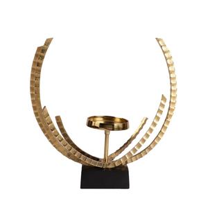 Candelabro de Latón Dorado Curvo con Base Negra, Adorno Decorativo para el Hogar, para Sala de Estar Moderna - Product Image 2