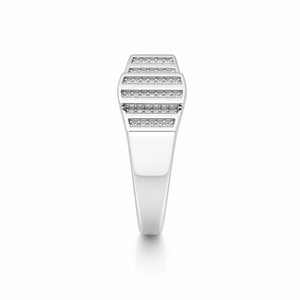 Anillo de Plata de Ley 925 para Hombre con Barras Paralelas y Diamantes, Acabado Pulido, Diseño Geométrico Moderno, para Bodas, Fiestas, Uso Diario, Joyería Fina, Regalo - Product Image 4
