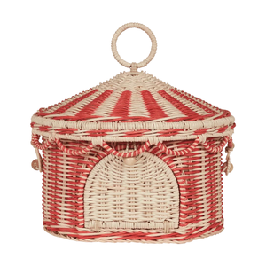Top <b>Round</b> House Rattan Kids Room Toy Storage <b>Basket</b> Handmade <b>Wicker</b> Storage Trunk Nursery Bedroom Storage Wholesale - Product Image 2