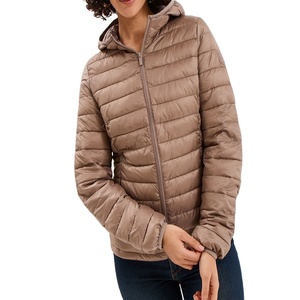 Women’s Lightweight Water-Repellent Hooded Down <b>Jacket</b> Sand Slim Fit Winter Warm Puffer Coat Stylish Outdoor Wear New Trendy - Product Image 3