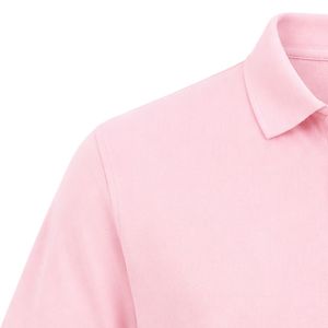 Light Pink Collared Polo <b>T</b> <b>Shirt</b> Featuring JJ Embroidered Letter Logo on Front Chest Only Blank Back Short Sleeve Casual Fashion - Product Image 4