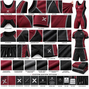 Vêtements et justaucorps de lutte pour hommes |   Rouge Noir Bleu Orange Violet |   Fabricant OEM ODM |   Vêtements de sport et d'arts martiaux | - Product Image 4