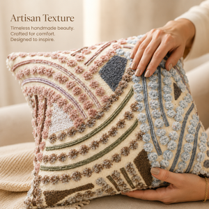 Abstract Tufted Cushion Cover <b>Soft</b> Textured Fabric Decorative Throw <b>Pillow</b> Case | Pastel Geometric Design for Living Room Decor - Product Image 5