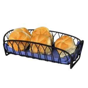 Grand panier de rangement en bois avec finition en métal noir pour le pain, les fruits, les collations, les bonbons, à utiliser dans la cuisine, indispensable à la maison - Product Image 4