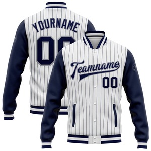 Custom <b>Red</b> Navy-White Bomber Full-Snap Varsity Letterman Jacket Winter Unisex Button College Varsity Jacket Windproof - Product Image 3