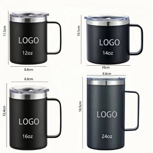 Vaso Térmico de Viaje de Acero Inoxidable 304 Ecológico de 12oz al por Mayor, Taza de Oficina para Bebidas Frías y Calientes con Asa y Tapa, Vaso de Café con Aislamiento al Vacío - Product Image 3