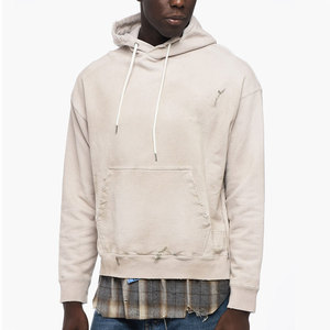 Sweat-shirt à capuche oversize pour homme, couleur unie, coton French Terry, décontracté, pour l'automne, avec logo sur le devant et poche. - Product Image 1