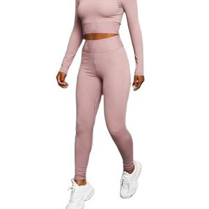 Conjuntos de Yoga de entrenamiento informal para mujer de alta calidad 2024, cintura media, seda, sin costuras, ropa de gimnasio, pantalones de Yoga estampados con Logo de talla grande - Product Image 1