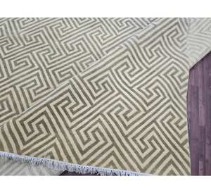 Alfombra de algodón floral anudada a mano 3x3 con base de espuma antideslizante apta para mascotas para sala de estar, hermoso diseño - Product Image 2