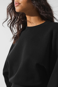Sweat-shirt court tendance pour femme en coton imprimé à manches longues, col rond et épaules tombantes - Product Image 4