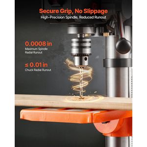 Trapano a Colonna da Banco 530-3140 RPM a Velocità Variabile con Tavolo Inclinabile 0-45 Gradi, 10 Pollici, 0.8 HP, 600W, 5 Amp - Product Image 6