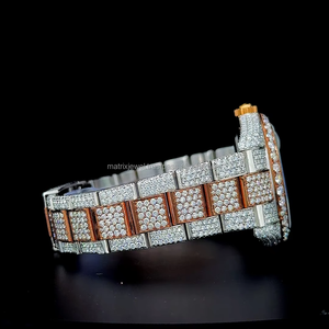 Personnalisé S # Montre de luxe haut de gamme avec cadran à deux tons or rose, entièrement sertie de diamants, certifiée par un testeur de diamants - Product Image 5