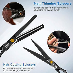 Ciseaux professionnels de coiffure à manche long en acier inoxydable 4Cr13, 6 pouces, avec logo personnalisé, argentés, pour droitiers, pour la coupe et l'éclaircissement des cheveux - Product Image 3