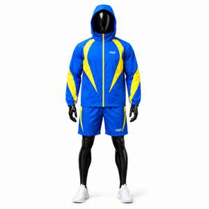 Wholesale Custom Hooded Windbreaker Jacket and Shorts Sportswear Nylon <b>Set</b> for Men - Product Image 1