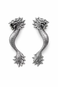 Poignée de portail en fer forgé résistant à la rouille, facile à installer, design classique style dragon – Accessoire pour portail/porte, finition peinte. - Product Image 3