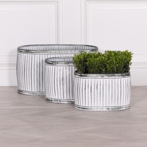 Juego de Macetas Metálicas Acanaladas Blanqueadas a Mano con el Mejor Diseño, Contenedores Decorativos de Estilo Industrial para Uso en Interiores y Exteriores - Product Image 3