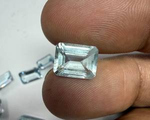 Aguamarina Natural, Corte Esmeralda, Octágono Facetado, Gema de Tamaño Libre |   Piedra de Aguamarina Azul Suelta para Joyería y Venta al por Mayor - Product Image 1