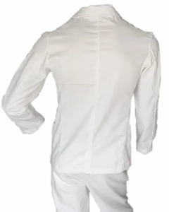 Veste blanche pour homme à double boutonnage, col marin, en coton, style formel, coupe classique, couleur unie, fermeture boutonnée, pour l'été - Product Image 6