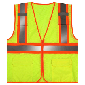 เสื้อกั๊กนิรภัยแบบมีซิป ดีไซน์ใหม่ หลายช่องใส่ของ แถบสะท้อนแสง ระบายอากาศได้ดี มาตรฐาน ANSI Class 1 EN ISO 20471 Class 2 กันน้ำ พร้อมไฟ LED - Product Image 1