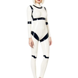 Women's Silver Metallic Full Length <b>Jumpsuit</b> High Waist Long Sleeve Turtleneck Bodycon Fit Spandex Nylon Clubwear Anti-static - Product Image 1