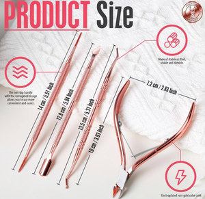 Kit professionnel 4 pièces de manucure et pédicure : mini lime à ongles, coupe-cuticules, outils pour ongles incarnés, rehausseur d'ongles en acier inoxydable - Product Image 5