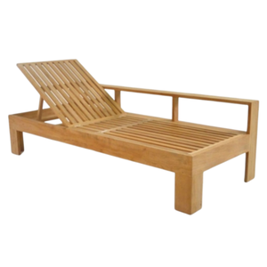 Le fauteuil lounge Palm Teak présente une finition en bois naturel et un dossier réglable pour se prélasser au bord de la plage. - Product Image 2