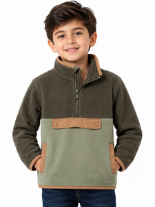 Sudadera Térmica Livster para Niños, Forrada, Transpirable, con Bloques de Color, de Polar, Cuello Alto, Manga Larga, para Invierno - Product Image 1
