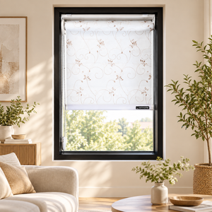 Store romain Winhome à motif floral, filtrant la lumière, bloquant les UV, pour fenêtre à battant, design moderne, en tissu. - Product Image 1