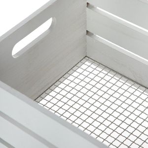Set di 2 Cesti Portaoggetti Moderni in Legno Grigio e Rete con Manici - Product Image 3
