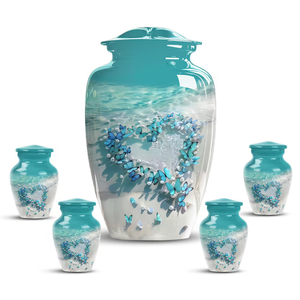 Blue Butterfly Memorial Urn Adult Cremation <b>Ashes</b> Vessel American Style Aluminum Cremation Urn Custom Decorative <b>Keepsake</b> - Product Image 5
