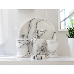 Hot Selling High Modern Customized Shape Five-piece Marble <b>Bathroom</b> <b>Accessory</b> <b>Set</b> Waterproof Easy Clean Features for Home Hotel - Product Image 4