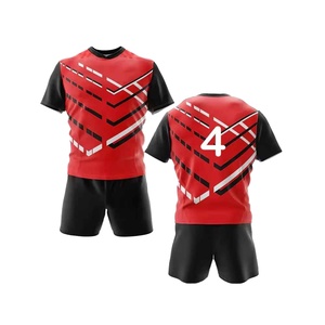 Conjunto de Uniforme de Fútbol Personalizado Azul y Negro para Hombre, Manga Corta, Transpirable, Antibacterial, de Poliéster Elástico - Product Image 2