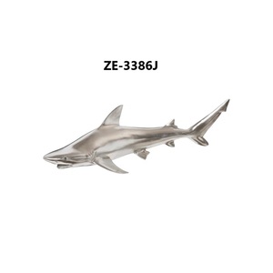 Silver Plated Stainless Steel <b>Shark</b> Figurine ZE-3386J <b>Art</b> Collectible Decorative Sculpture Polished Full 3D Animal Theme - Product Image 1