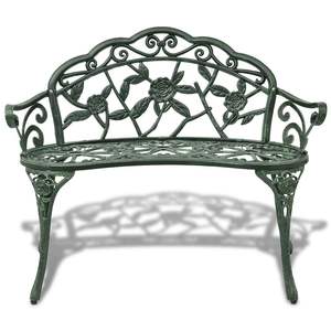 Banc de jardin durable en aluminium coulé vert/fer à béton doré de 39,4 pouces pour usage extérieur - Product Image 2