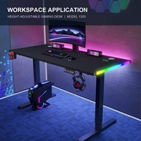 Bureau de jeu électrique modulaire moderne RGB avec réglage de la hauteur, verrouillage par minuterie et mémoire préréglée pour la maison, le bureau et l'e-sport
