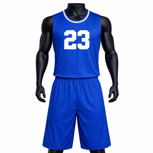 Ensemble Maillot et Short de Basketball Personnalisé Bleu Numéro 23 pour Homme – Tenue de Sport Respirante en Polyester – Uniforme de Basketball Adulte OEM - Product Image 1