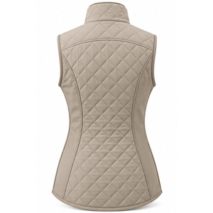 Chaleco Ecuestre Acolchado Ligero de Cachemira Reciclada para Mujer, con Dos Bolsillos, Cuello Alto y Logotipo Frontal, Estilo Casual Otoñal - Product Image 3