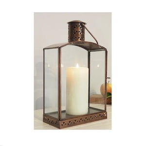 Meilleure vente lanterne à bougie personnalisée de mariage décoration métal et verre finition argentée brillante lanterne à bougie de terrarium avec poignée - Product Image 3