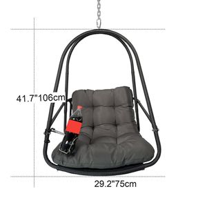 Sedia a dondolo a uovo con supporto a C per interni/esterni, in vimini e rattan, con cuscino incluso - Product Image 4