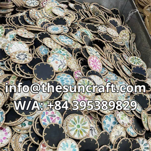 Elegant Circular Rattan-Edged Shell <b>Coaster</b> - <b>Heat</b>-Insulating Mother-of-Pearl Inlay - Modern Craft Tableware - Product Image 5
