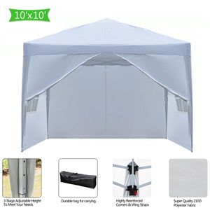 Practical White 3 X 3m Pop up Tent Waterproof Right Angle Folding with Two Doors and Two Windows - Product Image 1