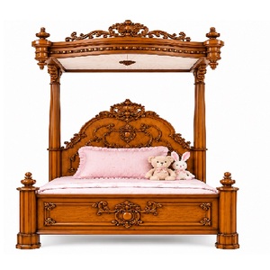Victorian <b>Royal</b> Handcarved Teak Wood Single <b>Bed</b> For Kids Modern Hand Carved Teak Wood Kids <b>Bed</b> Luxurious <b>Royal</b> Villa Kids <b>Bed</b> UK - Product Image 1
